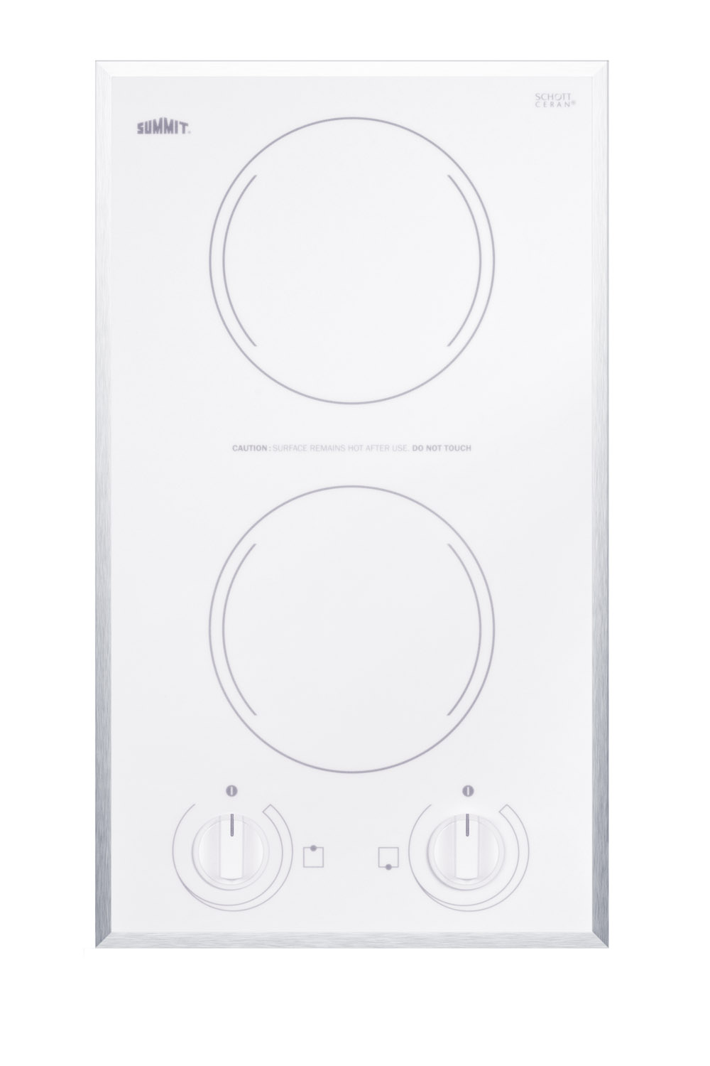 2-burner electric cooktop in smooth white ceramic glass finish
